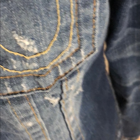 True Religion distressed Jean jacket w innerhoodie - Picture 9 of 14